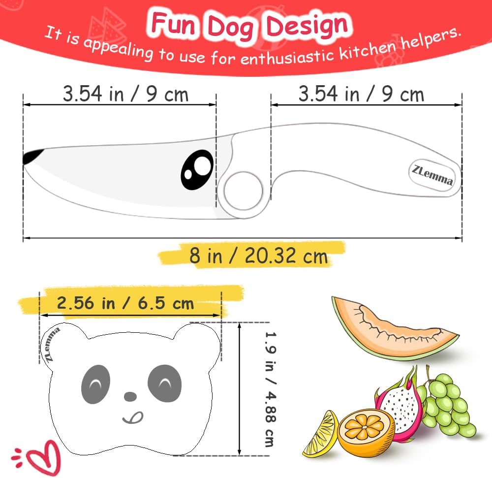 Kids Chef Knife Set for Real Cooking with Safe Finger Guard, Stainless Steel Blade, Kid-Friendly