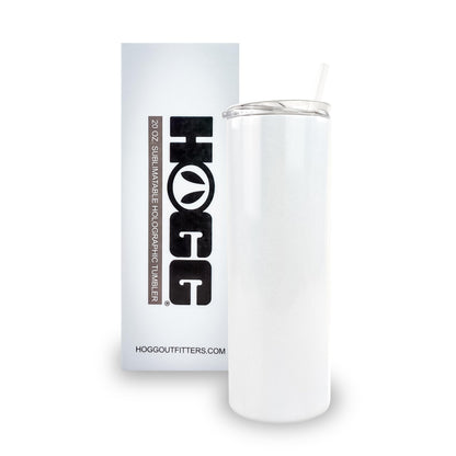 Hogg 20 oz Sublimation Tumblers Holographic (24 Units) - Shimmer Coating, Sublimation Blanks, Bulk Tumblers with Lids and Straws, 20oz Skinny, Blank Cups