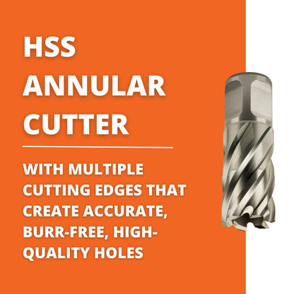 Slugger by Fein HSS Annular Cutter with Pilot Pin for Precision Drilling - High-Durability Steel, 1" Cutting Depth, 5/8" Bore Diameter, 3/4" Straight Shank - 63134158041