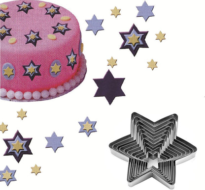 Mziart Star Cookie Cutter Set - 10 Piece Assorted Sizes, Stainless Steel Six-Pointed Shapes for Biscuits and Fondant