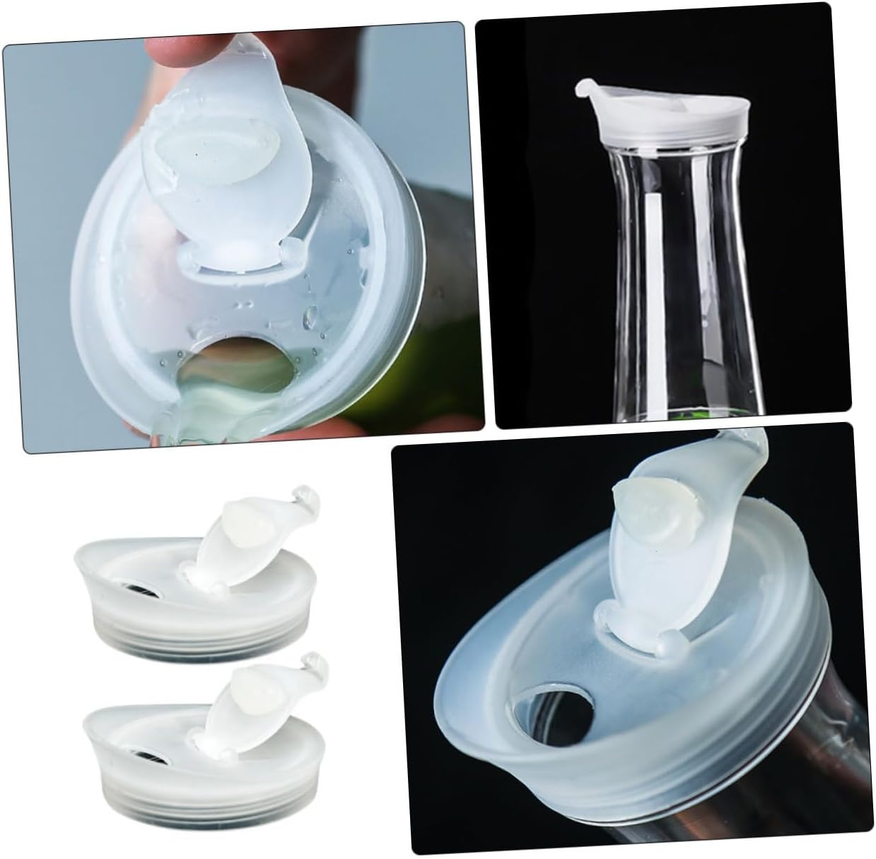 HOMSFOU 2pcs Glass Water Pitcher Lids, Replaceable Plastic Lids for Tea, Juice, and Water Carafes