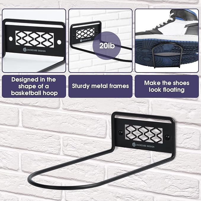 Set 6 -MK1068A J JACKCUBE DESIGN Black Metal Floating Shoe Display Shelves for Wall Mount, of Sneaker Showcase