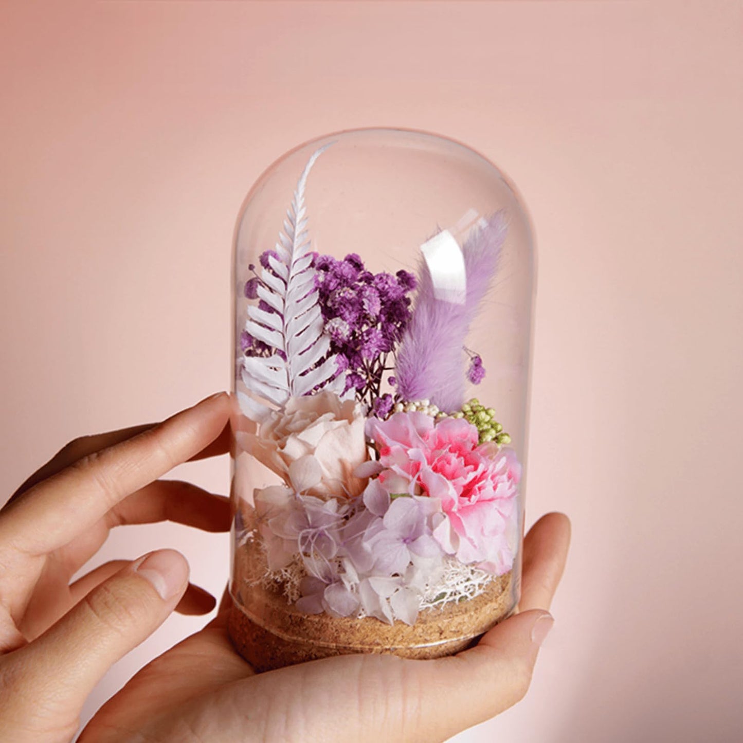 SWJLR 2 PCS Glass Dome Bell Jar, Clear Display Dome with Cork Base for Miniature Figurines, Fake Plants, Collectibles, Specimens, DIY Landscape (3.15x4.73 Inch)