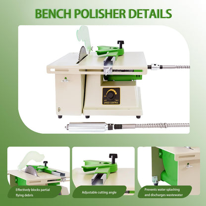 1380W Lapidary Saw Machine, 110V Adjustable Speed Lapidary Equipment with Water Cooling & Flexible Shaft, Gemstone Cutting, Grinding, Polishing for Jewelry DIY, Jade & Agate Craft