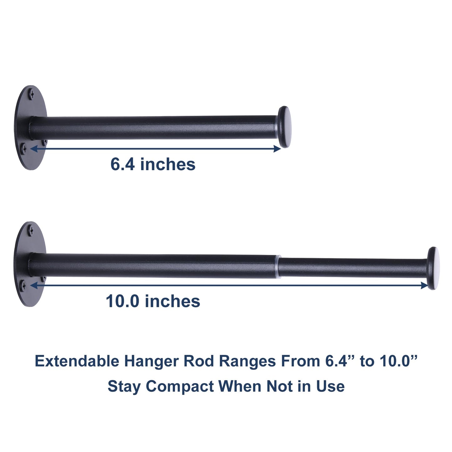 JAZBREY 2 Pack Retractable Hanger Holder for Laundry Room, Wall Mount Organizer Rack for Lightweight Clothes, Space Saving Laundry Hook Rod, Keep Empty Hangers Handy, Black