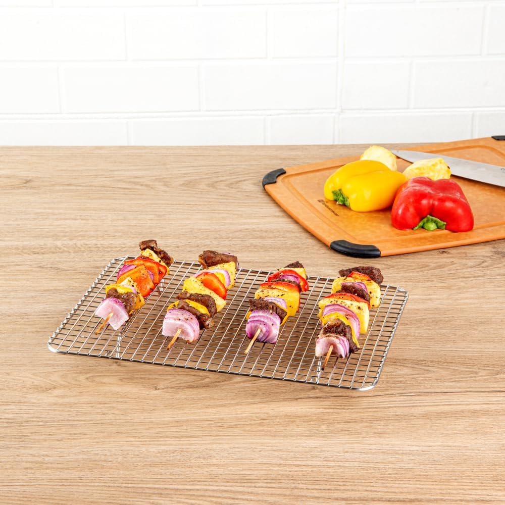 Restaurantware Met Lux Heavy-Duty Wire Baking Rack, 8.5 x 12 Inch, Fits Quarter Size Sheet Pan, Stainless Steel