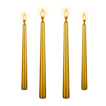 10 Inch Tall Tapered Spiral Candles, 8 Hrs, Tasteless & Smokeless, Long Tall Candlesticks for Home Dinner, Party, Wedding, Halloween, Christmas (4, Gold, 25cm)
