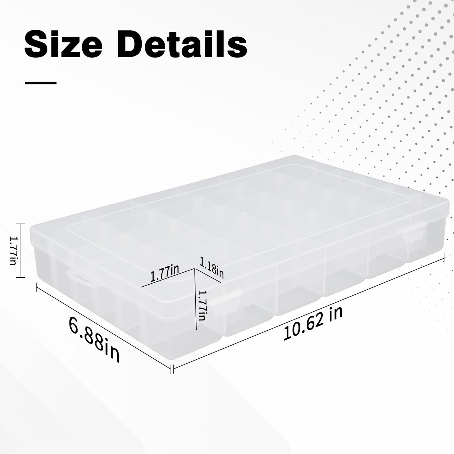 OALCQ 36 Grids 2 Pcs Bead Organizer and Storage Tackle Box for Rock Collection, Washi Tape, Small Items - Plastic Container
