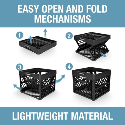 25L (6.6 50 lb CleverMade Collapsible Milk Crate Gal), Capacity Heavy Duty Folding Crate Stackable Storage Crates