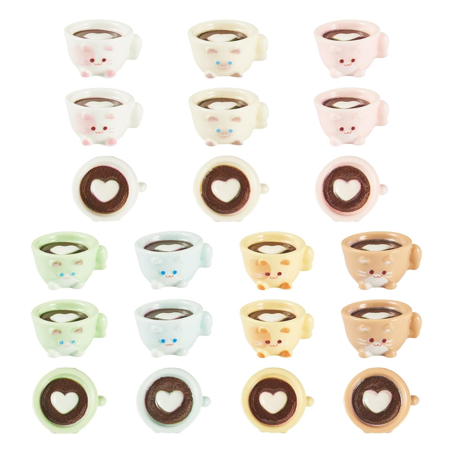 Craftdady 42Pcs Mini Resin Coffee Cups Charms Cute Cat Cup Charms Miniature Coffee Mug Tiny Drink Ornaments 7 Colors for DIY Earring Keychain Necklace Jewelry Making 18.5x20.5mm