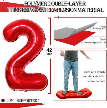 GOER Jumbo 42-Inch Number 25 Balloons - Red Foil Helium Decorations for 25th Birthday Party