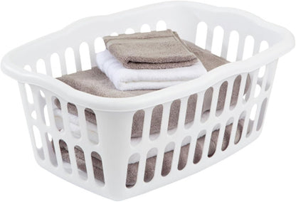 Sterilite Rectangular Laundry Basket - 12-Pack Plastic Clothes Hamper, 1.5 Bushel, White | Ideal for Bedroom & Bathroom Storage