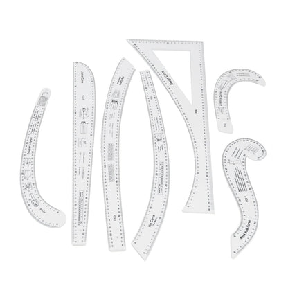 French Curve Ruler Set 7Pcs Acrylic Clear Sewing Ruler Tailor Kit for Dress Making