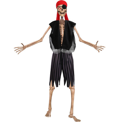 Cozypower 4 Pcs 12 ft Skeleton Outfits Accessories Giant Pirate Costume Set Halloween Skeleton Clothing Accessories for Garden Lawn Outdoor Halloween Decoration