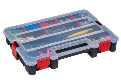 2-Pack Small Parts Organizer Box – Stackable Hardware Storage Organizer Case with 20 Compartments & Dividers – Screw, Nut, Bolt, Drill Bit Organizer for Garage, Workshop, Crafts
