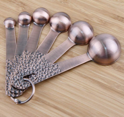 Smithcraft Copper Measuring Spoons Set, Stainless Steel, 6 Measurer Spoons (Copper-6spoons+1ring)