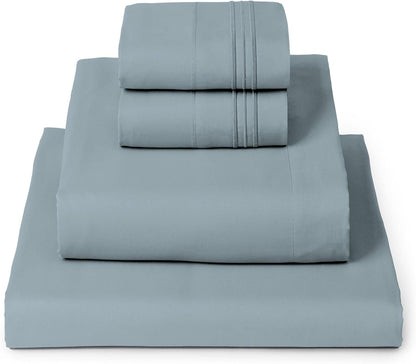 Mellanni Queen Sheets Set - 4 PC Luxury Bedding Collection - Extra Soft, Cooling, Wrinkle Resistant | Spa Blue