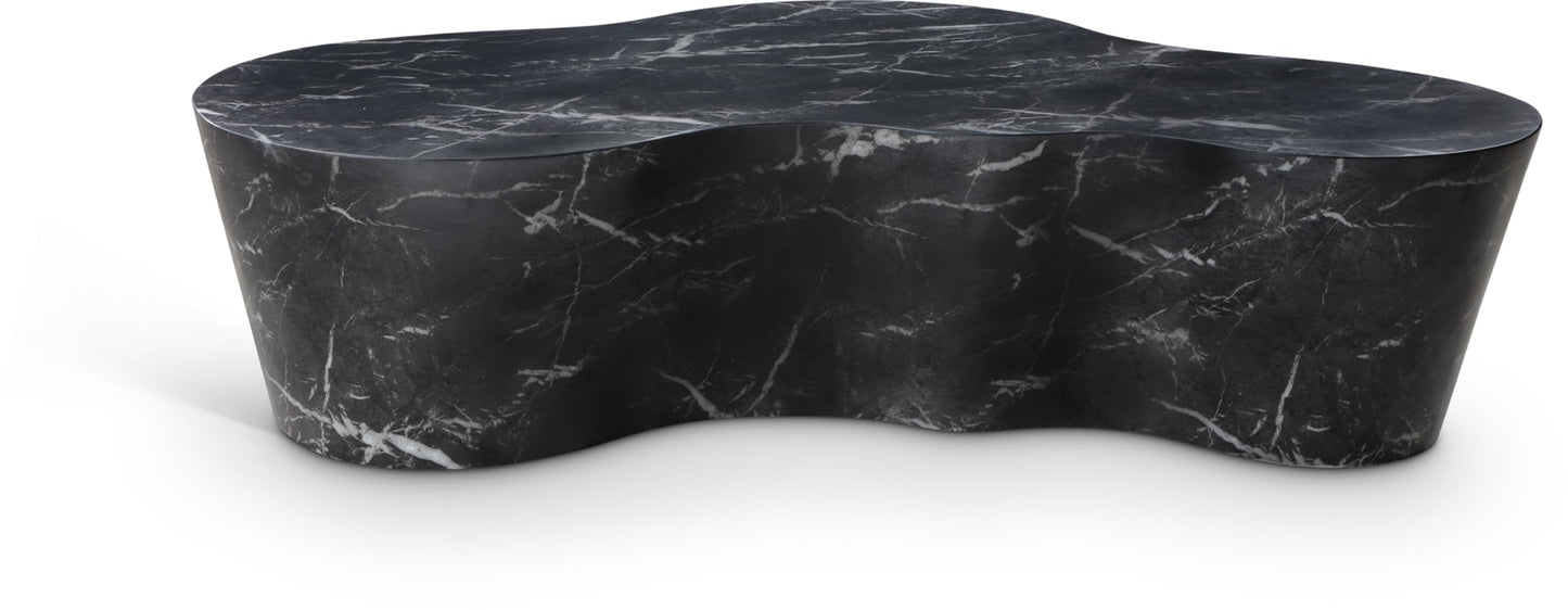Meridian Furniture 99033Black-CT Monza Collection Art Deco Marble Finish Indoor/Outdoor Concrete Coffee Table, 59.5" W x 30.5" D x 15" H, Black
