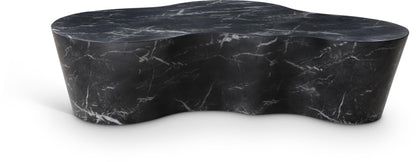Meridian Furniture 99033Black-CT Monza Collection Art Deco Marble Finish Indoor/Outdoor Concrete Coffee Table, 59.5" W x 30.5" D x 15" H, Black