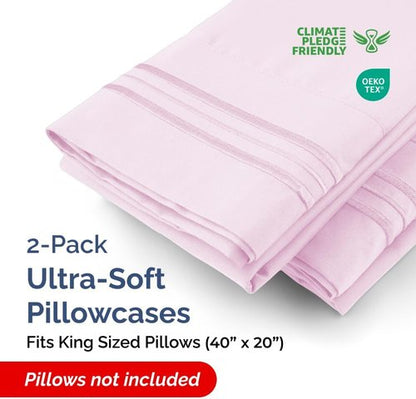 King Pillow Cases by [Brand Name] - Ultra Soft Hotel Quality Covers | Comfy, Cooling & Wrinkle-Free - 2 Piece Set in Pink