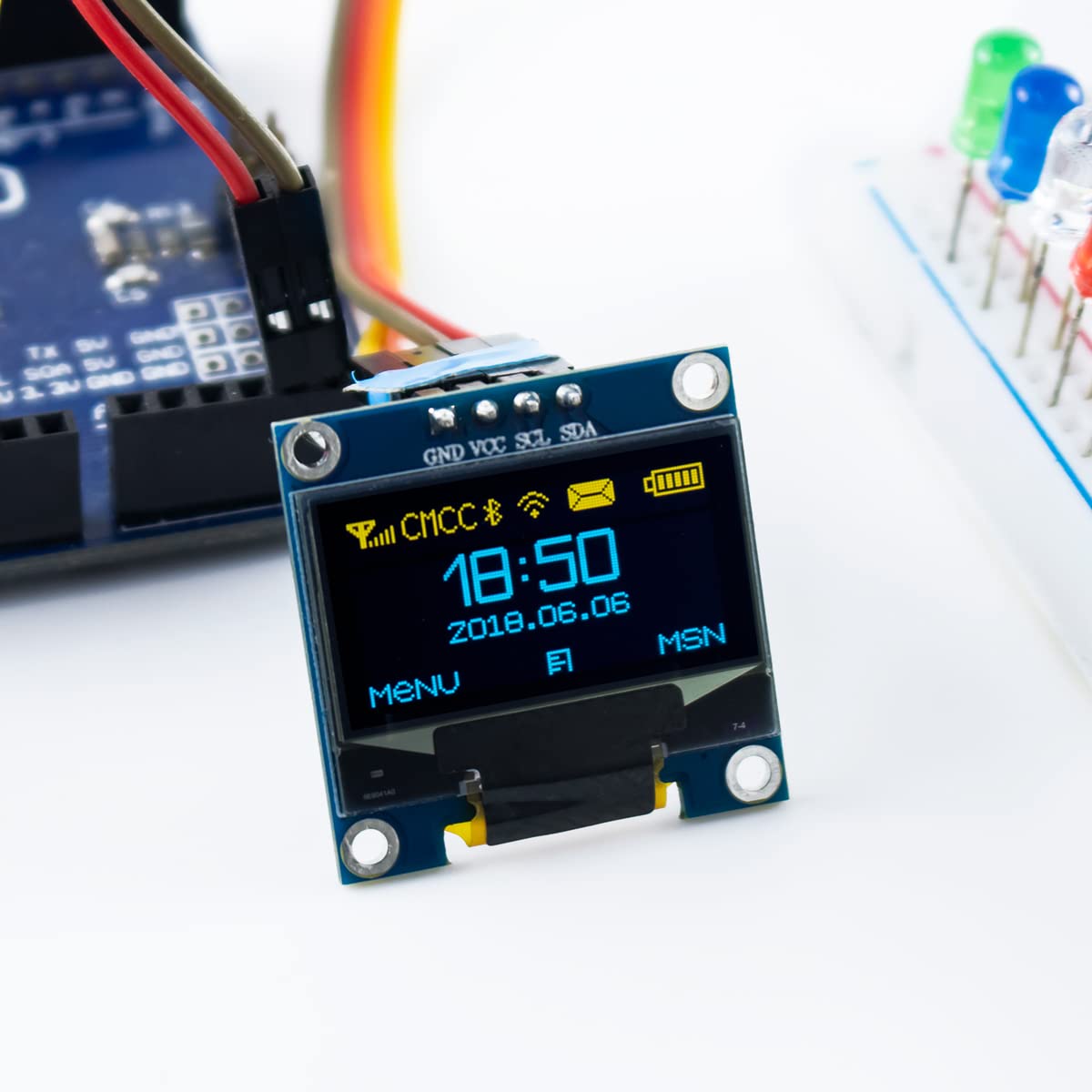 Hosyond 5 Pcs 0.96 Inch OLED I2C IIC Display Module 12864 128x64 Pixel SSD1306 Mini Self-Luminous OLED Screen Board Compatible with Arduino Raspberry Pi(Blue and Yellow)