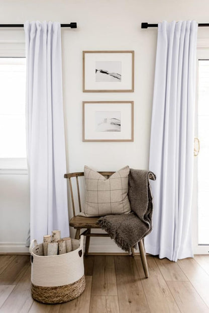 Skiennix Blackout Curtains - 100% Blackout Thermal Insulated Drapes | 84" Long, Bright White, 2 Panels Set