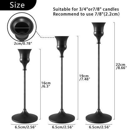 Showin Candlestick Holders Black, 6 Packs Taper Candle Holder for Candlesticks, Candle Sticks Holder Decor for Home Decor