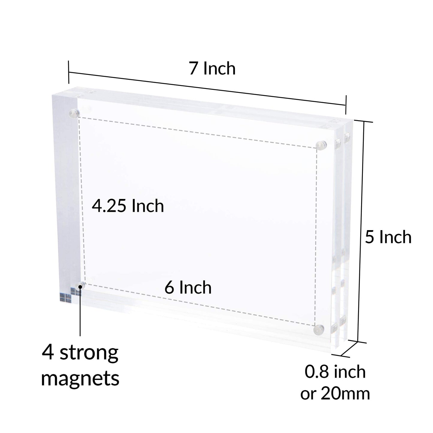 SimbaLux Magnetic Acrylic Picture Photo Frame 5x7 inches (3 Pack), Clear Glass Like, Double Sided Frameless Desktop Floating Display, Free Standing, Easy to Change