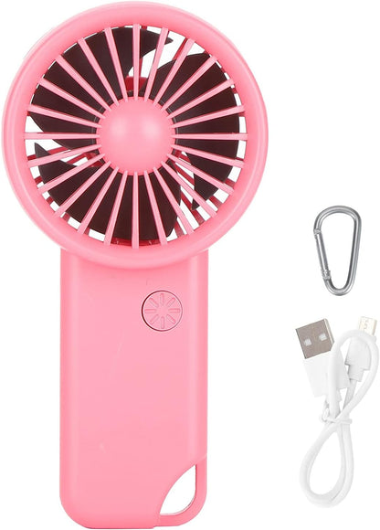 ASHATA Handheld Mini Fan (Red), USB Rechargeable, 3 Speed Portable Fan with Carabiner for Home, Office, Outdoor