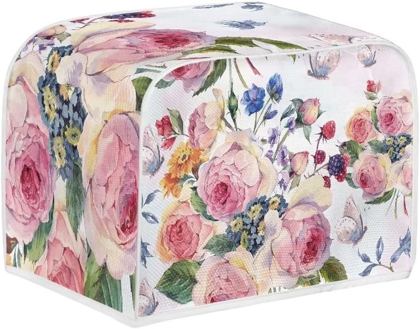Pink Peony Toaster Cover, 2 Slice Washable & Waterproof Small Appliance Cover for Kitchen, Gift for Women