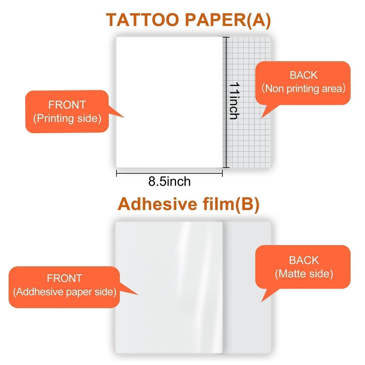CARGEN Printable Temporary Tattoo Paper for Inkjet & Laser Printer - 10 Sets 8.5"x11" DIY Custom Body Art Transfer Decal for Realistic Long Lasting Tattoos - for Party, Halloween, Birthday, Cosplay