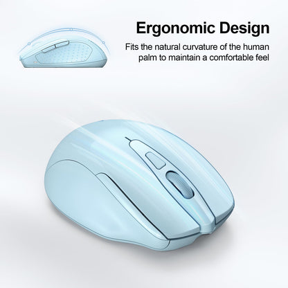 TECKNET Wireless Mouse (BT5.0/3.0 & 2.4G) Rechargeable 4800 DPI Silent USB A & Bluetooth Mouse 6 Buttons, Wide Compatibility - Grey