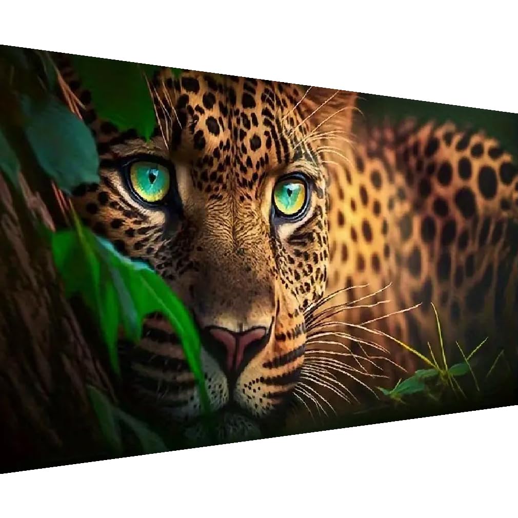 BOHADIY 5D Diamond Painting Kits for Adults,Animal Leopard Diamond Art Kits for Adult Beginner,DIY Full Drill Diamond Dots Paintings with Gem Art and Crafts for Adults Home Wall Decor 27.5 x15.7 inch