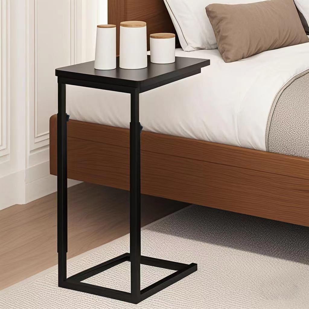 Premium Adjustable C Shaped End Table, Mini Side Tables for Couch and Sofa, Small Coffee Table with Metal Frame