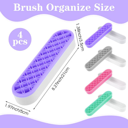 Pafeooui 4 Pcs Silicone Makeup Brush Holder, Multipurpose Cosmetic Organizer, Pen Holder for Desk, Storage Box, Sewing Tool, Beauty Tool, Scissors, Toothbrush Holders