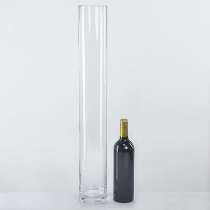 CYS Excel Clear Glass Cylinder Vase (H:28" D:4") | Multiple Size Choices Glass Flower Vase Centerpieces | Hurricane Floating Candle Holder Vase