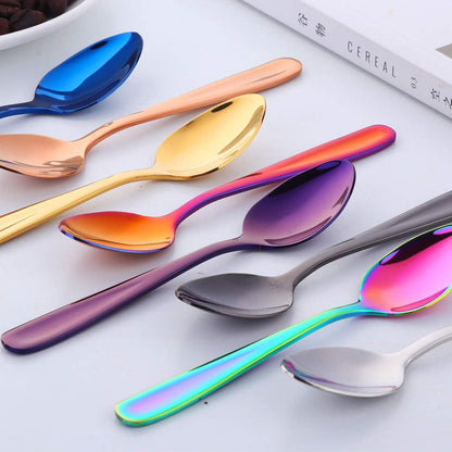 8 Pieces 18/10 Dessert Spoons, Teaspoons, Small Coffee Spoons, Espresso Spoons, 5.5 Inch (Multicolor)
