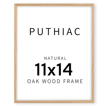 puthiac 11x14 Solid Oak Wood Picture Frame, Fits 8x10 with Mat or 11x14 Without Mat, Wall Display Only, Vertical or Horizontal, Plexi Front, 1 Pack, Natural Oak