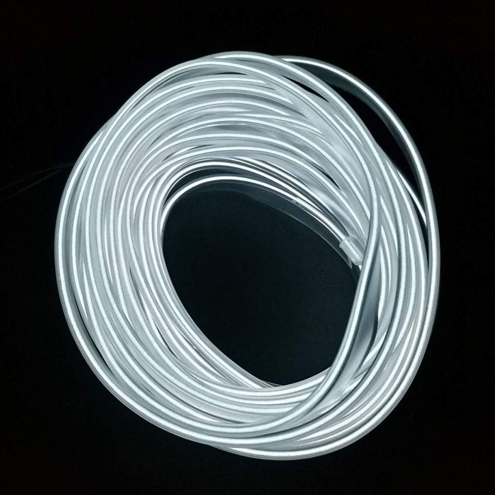ABALDI Car Light El Wire Rope Light Car kit Neon Lights Under Dash Lighting Kit for Car Led Strip Light Decoration(3m/9ft,White)