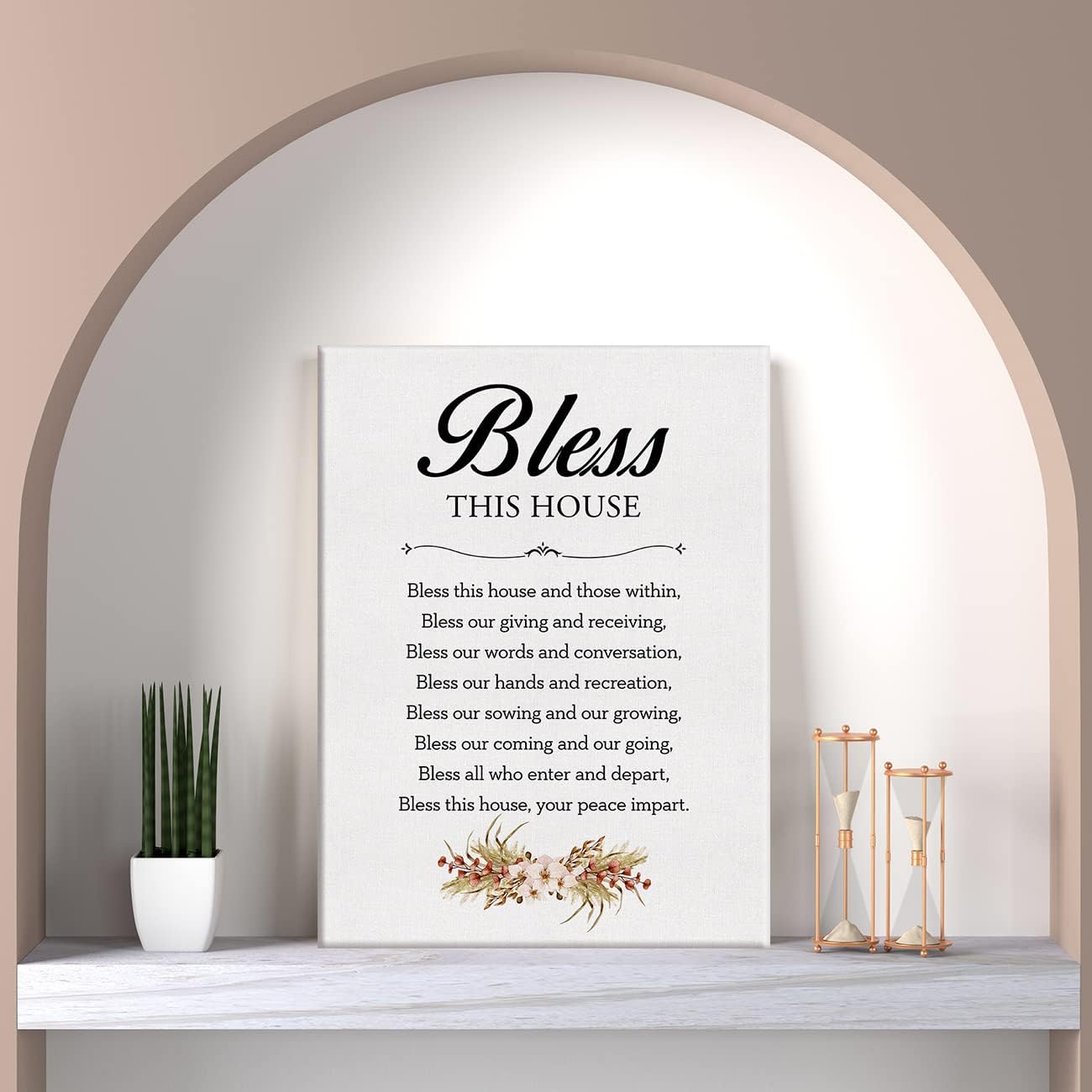LEXSIVO Home Blessing Print - Canvas Wall Art, Bless This House Painting, 12x15 Canvas Poster