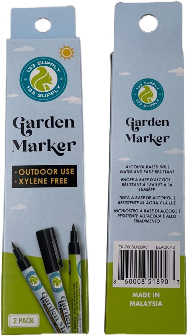 133 SUPPLY 6 Pack 0.8mm) Garden Marker Pen Permanent Markers Black (UV Fade Resistant Marker Pens for Plant Markers