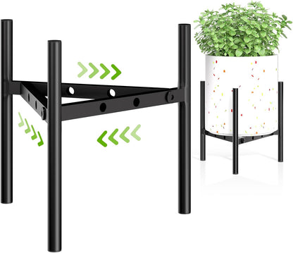 8"-12" 9.5" 1 Pack Plant Stand Indoor Adjustable Pot Holders, Metal Plant Stand Outdoor, Anti-Rust Black Metal Plant