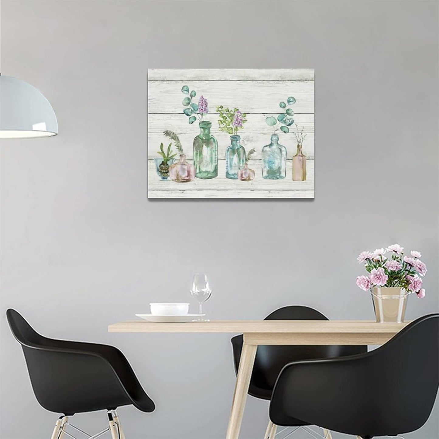 Farmhouse Bathroom Botanical Flower Wall Art - Floral Bathroom Pictures Canvas Prints for Home Decor