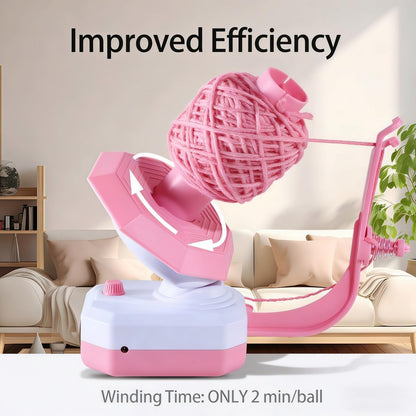Electric Yarn Ball Winder, Pink and White, Automatic Tension Control with Stepless Speed, 7oz Capacity for Knitting and Crochet, USB Powered