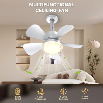 LITLISFlY White Ceiling Fan with LED Lights, 5-Level Dimmable Light, Low Profile Flush Mount Fan, Quiet Operation, Remote Control, 3CCT, Perfect for Bedroom, Kitchen & Patio