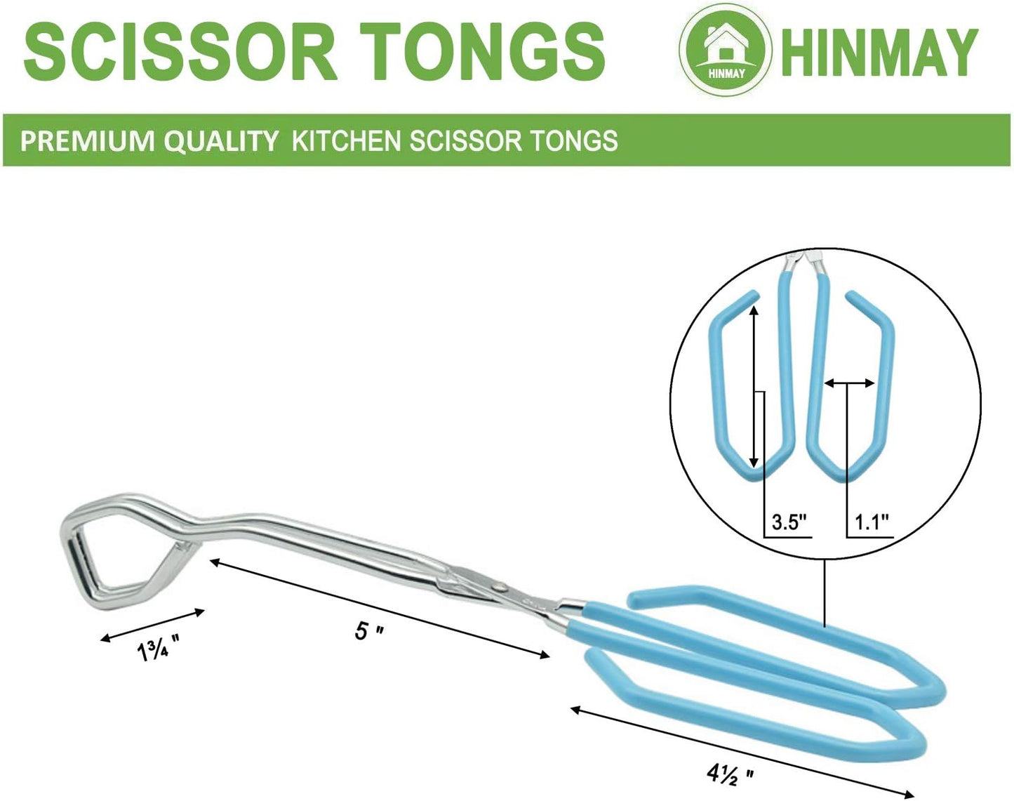 Kitchen Scissor Tongs, 11-Inch Heavy Duty Stainless Steel Cooking Tongs