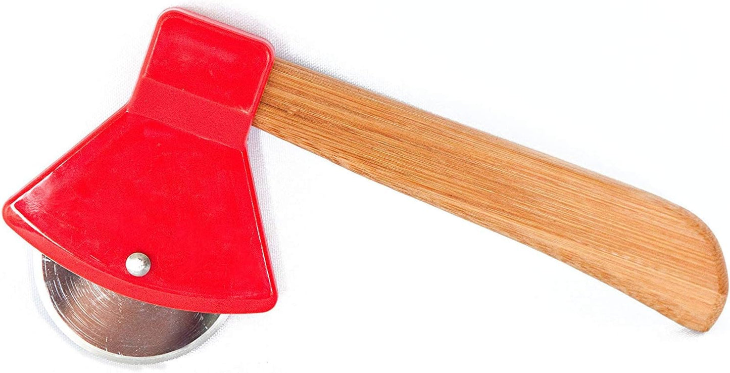 bulk buys Kitchen Essentials Axe Pizza Cutter, 8.25", Brown/Red/Silver