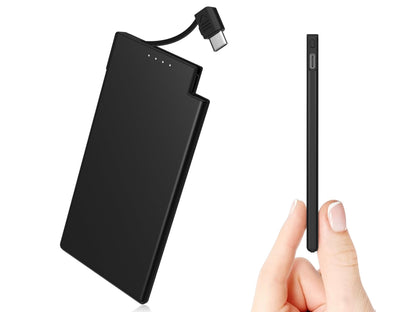 Auskang Slim Power Bank for Travel-5000mAh USB C Portable Charger Built in Cable- Airplane Safe Thin Battery Pack Compatible with iPhone16 15 Devices Samsung Google Pixel Android Phones