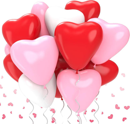 Heart Shape Latex Balloons, 12 Inch 30 Pcs Romantic Valentine Balloons Kit, Pink Heart Balloons And Red Heart Balloons, Used For Valentine's Day Birthdays, Wedding Anniversaries, And Weddings