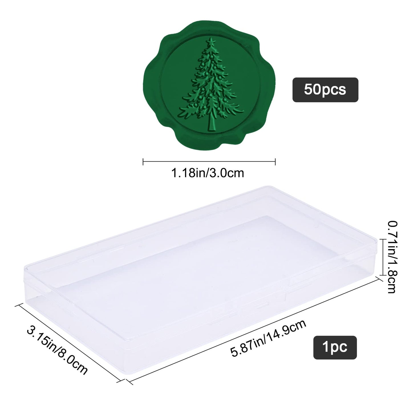 CRASPIRE 50pcs Christmas Dark Green Wax Seal Stickers - Pine Tree Self Adhesive Stamp for Wedding Invitations, Envelope Cards, DIY Craft